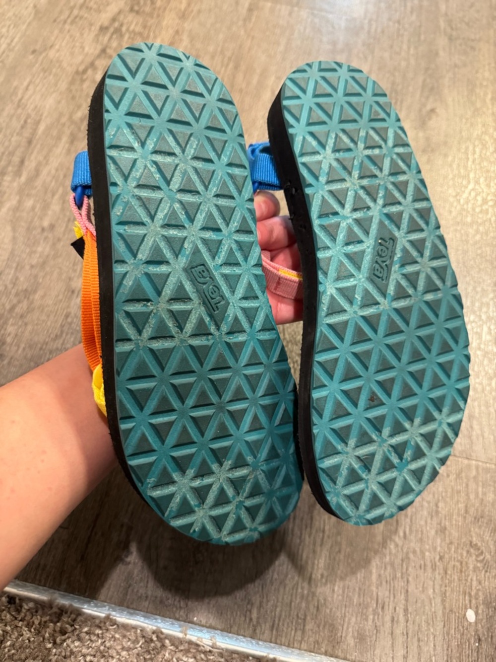 Teva Multicolor Kids' Strappy Sandals - Pink, Teal, Orange, Yellow, Blue - Picture 4 of 4